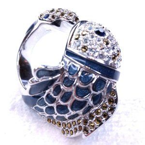 Turquoise gold diamond Fish ring